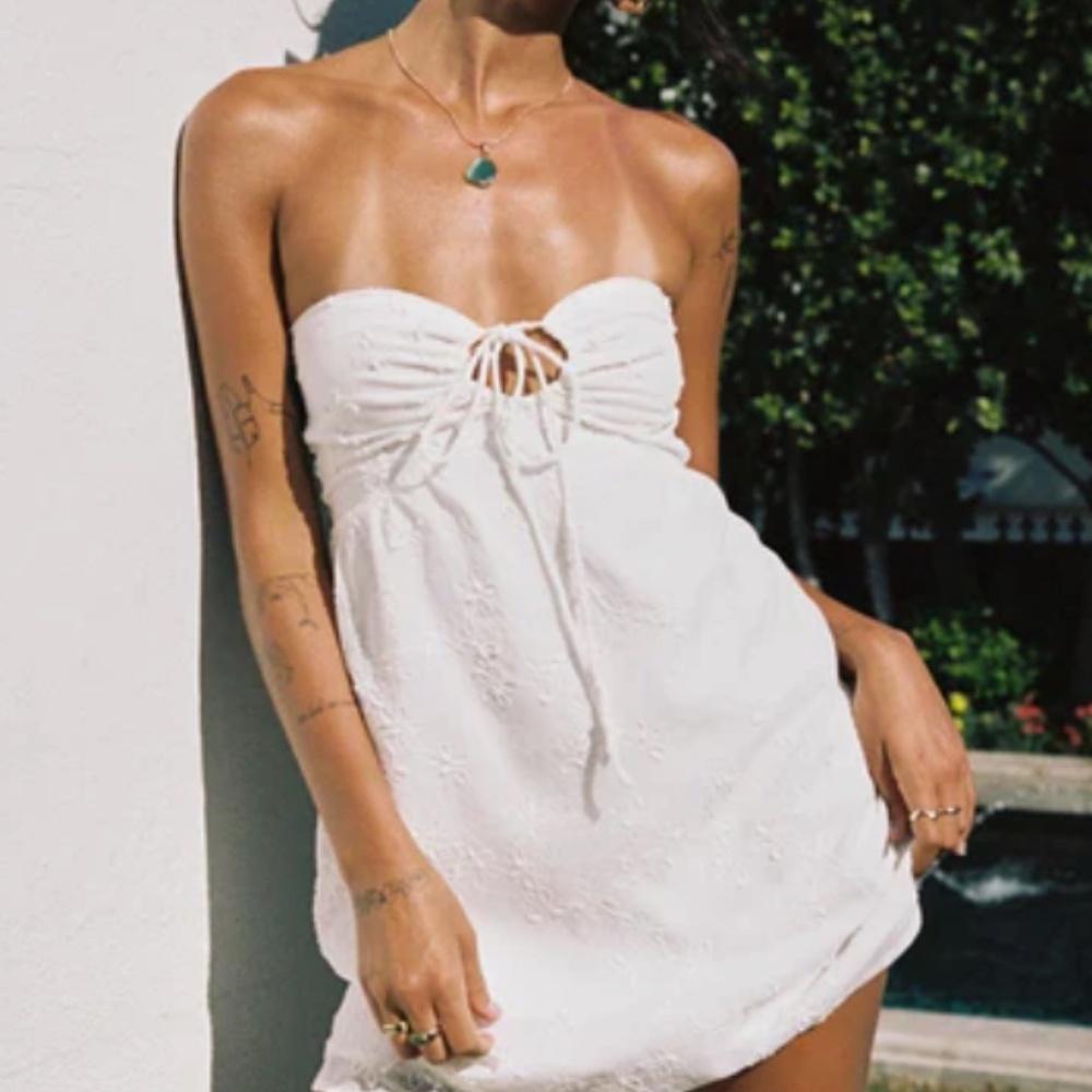 Princess Polly ROSENBERG STRAPLESS MINI DRESS WHITE